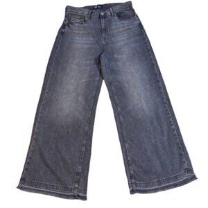 GAP Denim High Rise Wide-Leg Black Washed Raw Hem Inseam 28.5" (Size 10/30R)